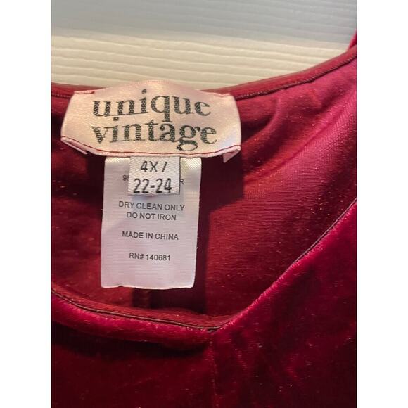 Unique Vintage Velvet Wiggle Dress off the Shoulder Burgundy 1950s Sz 4X #49 - Picture 10 of 10